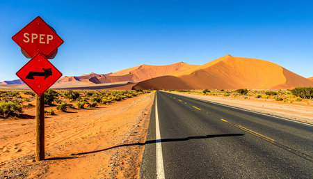 Road in Sossusvlei, Namib Naukluft National Park, Namibiaの素材