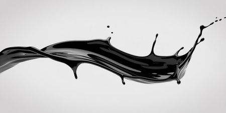 Black paint splash isolated on white background. 3d rendering, 3d illustration.の素材