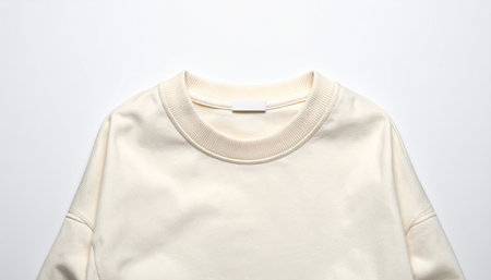 White cotton t-shirt on a white background. Top view.の素材
