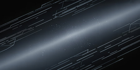 Futuristic technological background with glowing lines and dots. Big data visualization.の素材