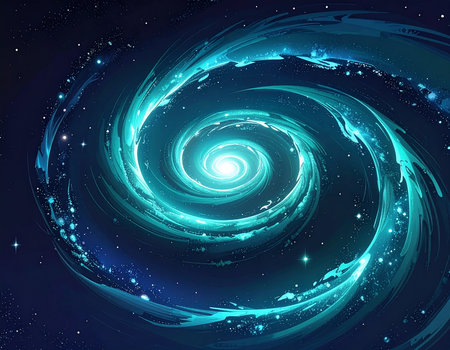 Abstract blue spiral background with stars. Vector illustration. Eps 10.の素材