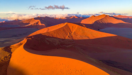 Namibian red dunes at sunset, Sossusvlei, Namibiaの素材