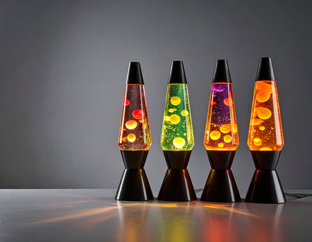 Colorful incense sticks with burning candles on a dark background.の素材