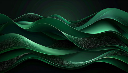 Abstract green wavy background. 3d rendering, 3d illustration.の素材
