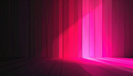 3d rendering of a modern interior with a pink neon light.の素材