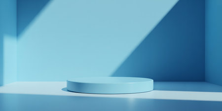 Abstract minimal scene with blue podium and blue background. 3d renderの素材