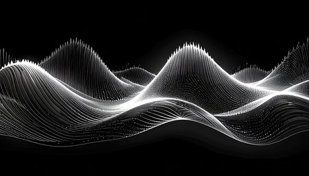 Abstract blue background with lines and waves. 3d render illustration.の素材