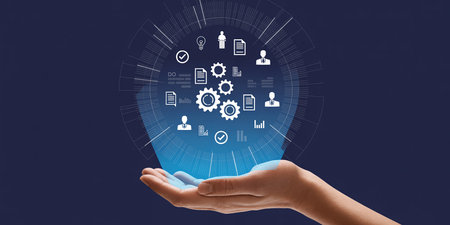 Human resource management, HR, recruitment, leadership and teambuilding. Business and technology concept.の素材