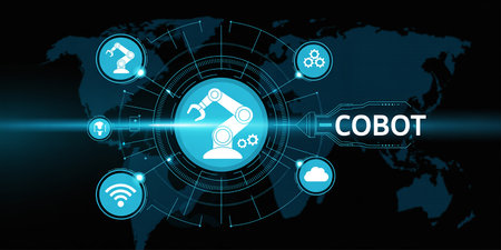 Industry 4.0 concept. Robotic industry 4.0 technology concept. Vector illustrationの素材