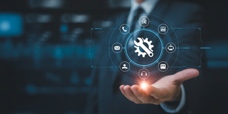 Technical support, customer help, business and technology concept on virtual screen.の素材