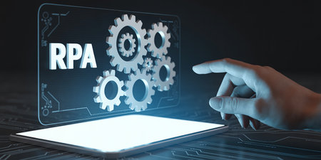 RPA RPA Robotic Process Automation Software Technology concept.の素材