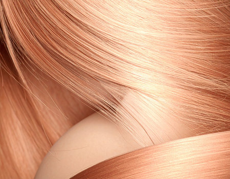 closeup of woman's hair with light brown color, studio shotの素材
