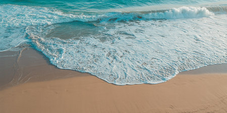 Beautiful sea wave on the sandy beach. Panoramic viewの素材