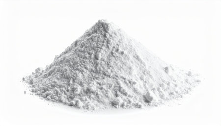 Heap of white flour isolated on white background with clipping path.の素材