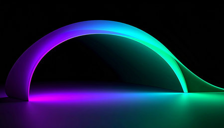 3d render of abstract background with blue, green and purple lightsの素材