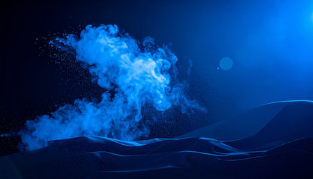 Blue smoke on a dark background. Abstract background of blue smoke.の素材