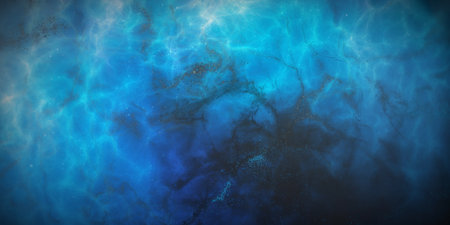 Blue space background with nebula and stars. 3d illustration.の素材