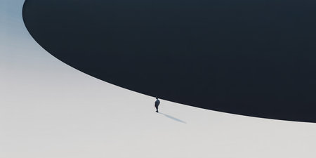 Silhouette of a man flying in the sky with his shadowの素材