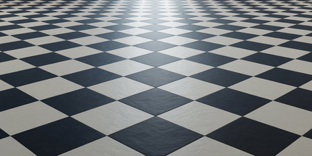 Checkered floor. 3d render of a checkered floorの素材