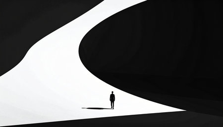 Silhouette of a man in a white tunnel. 3d renderingの素材