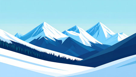 Snowy Mountains Landscape. Vector Illustration, EPS 10.の素材