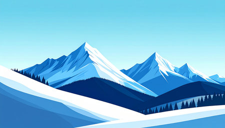 Snowy Mountains Landscape. Vector Illustration. EPS 10.の素材
