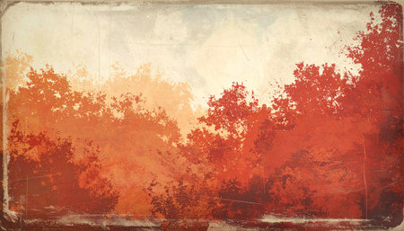 Grunge background with autumn trees and copy space for text or imageの素材