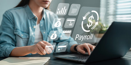 Risk management concept with business person typing on a laptop 3D renderingの素材