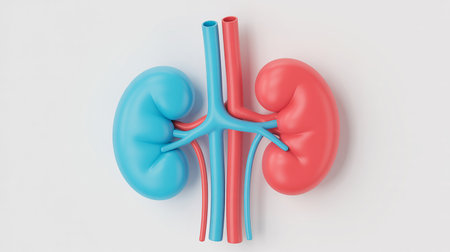 Kidney and kidneys on white background, 3d render illustration.の素材