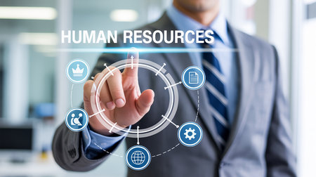Human Resources HR management Recruitment Employment Headhunting Concept.の素材