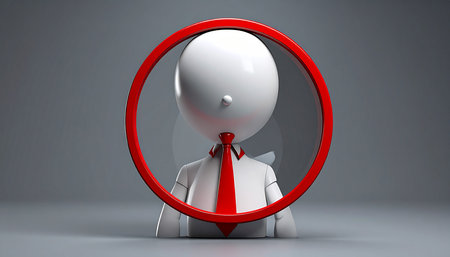 Businessman in a red circle. 3D illustration. Conceptual image.の素材
