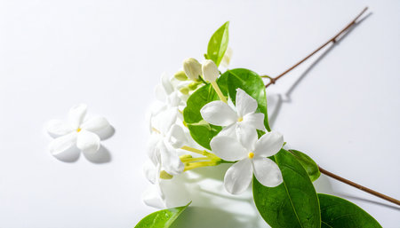 White Jasmine flower on white background. (Scientific name)の素材