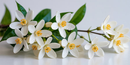 Bouquet of jasmine flowers on a white background.の素材