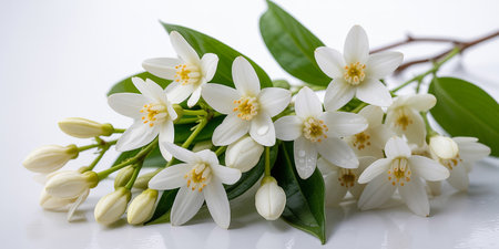 Bouquet of jasmine flowers on a white background.の素材