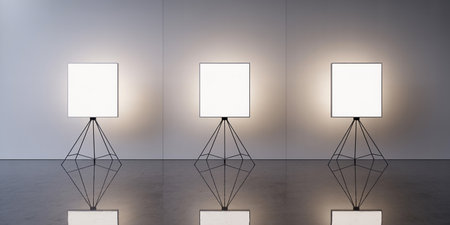 Modern gallery interior with empty frames. Mock up, 3D Renderingの素材