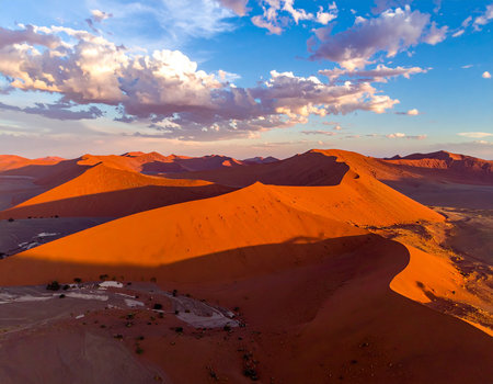 Aerial view of the Sossusvlei, Namib Naukluft National Park, Namibiaの素材