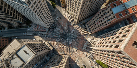 Aerial view of the world famous Chicago skyscrapers, Illinois, USAの素材