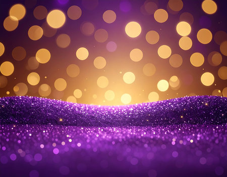 Purple glitter abstract background with bokeh defocused lights.の素材