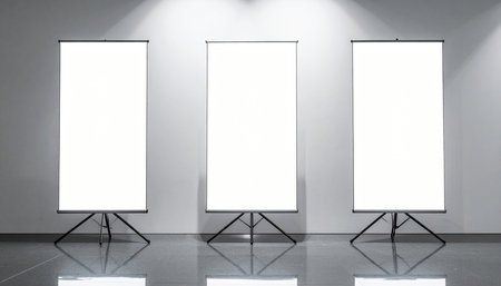Blank white poster on the wall in a gallery. 3d renderingの素材
