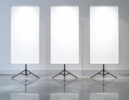 Blank white posters in a gallery. 3d rendering mock upの素材