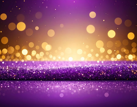 Purple glitter background with bokeh lights. Vector illustration.の素材