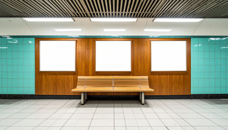 Blank billboard in the subway station, waiting for the train.の素材