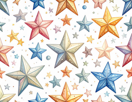 Watercolor seamless pattern with stars. Hand drawn background. Vector illustration.の素材