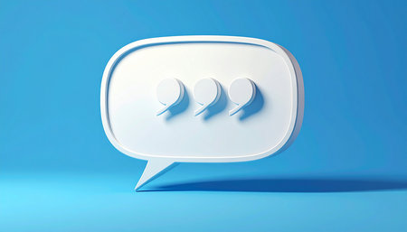 Speech bubble with question marks on blue background. 3D renderingの素材