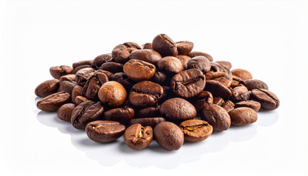 Coffee beans isolated on white background. Clipping path includedの素材