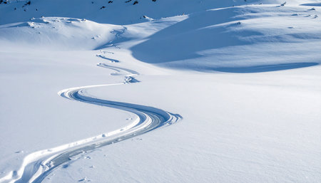 Beautiful winter landscape with a winding road in the snowy mountains.の素材