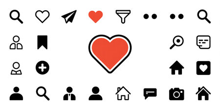 Heart Icons. Vector Illustration. Isolated on white background.の素材