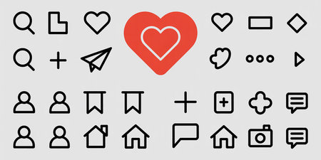 Social media icons set. Vector illustration of social media icon set.の素材