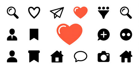 Set of black and white icons for social networks. Vector illustration.の素材