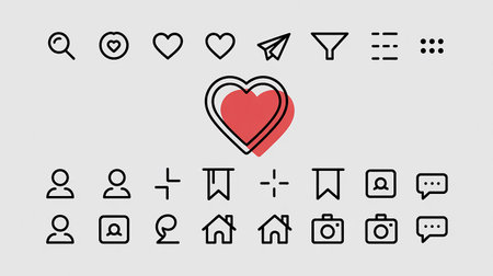 I love you. Vector thin line icons set of valentine's day, weddingiage, birthday, anniversary, party, date, celebration.の素材